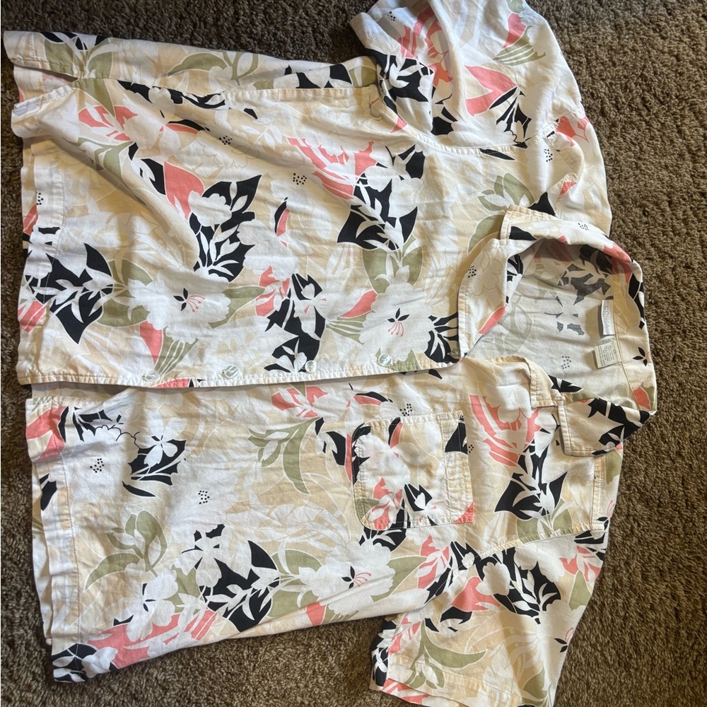 Erika Floral Button Down Shirt - Black, Pink, Green, White